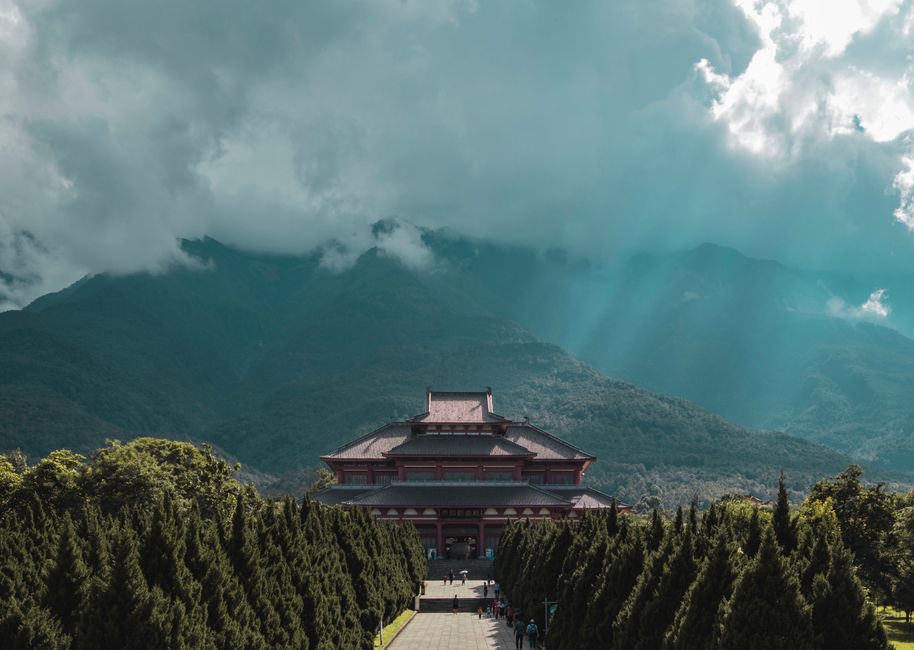 Majestic Mount Luofu with lush greenery and ancient Taoist temples, Huizhou, Guangdong