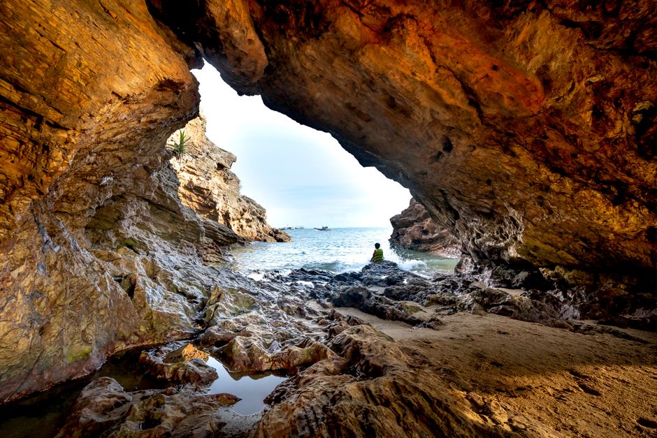 Secluded hidden beach cove along the Guangdong coastline, off the beaten path
